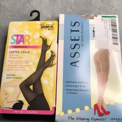 Star Power By Spanx Patterned Tights & Assets Hi Waist Shaper Size C New